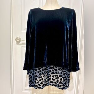Grizas Blue Velvet Long Sleeve Top / Size L